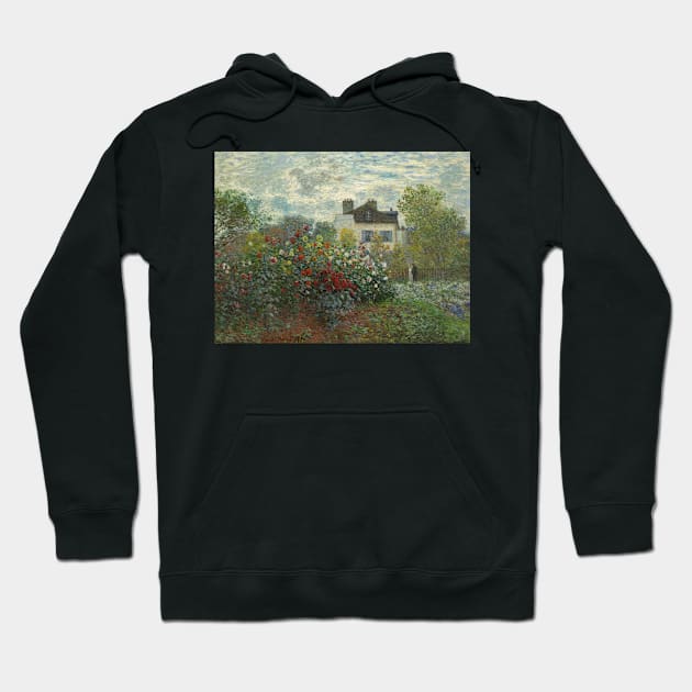 The Artist's Garden in Argenteuil (A Corner of the Garden with Dahlias) by Claude Monet Hoodie by Classic Art Stall